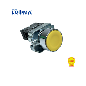 Botão Pulsante Metálico Amarelo 1NA - Lukma BA51