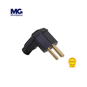 Plugue Macho 2P+T 10A 90° Preto - Margirius