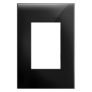 Placa 4x2 3 Postos Preto Brilhante - Linha Simon 35/30