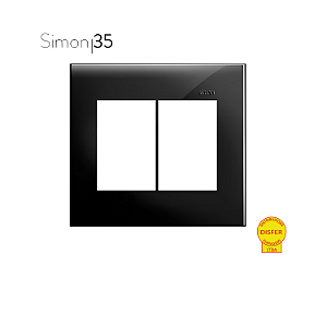 Placa 4x4 3+3 Postos Preto Brilhante - Linha Simon 35/30