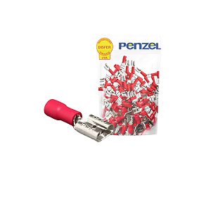 Terminal Pré-Isolado Fêmea Vermelho 0,5-1,5mm² Pacote com 100 Unidades - Penzel