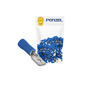 Terminal Pré-Isolado Macho 1,5 a 2,5mm² Azul Pacote com 100 Peças - Penzel