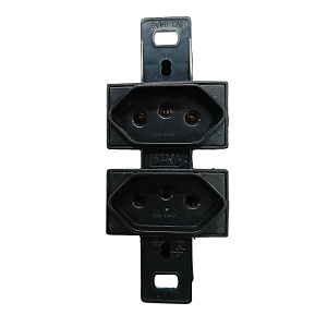 Tomada Dupla 2P+T 20A Preta Sem Placa para Conduletes - Blux