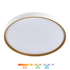 Plafon LED Toronto Redondo Branco com Dourado Ø26cm 18w 1500lm Multitemperatura Luz Quente/Neutra/Fria - Hevvy LY-8798AS-BC+DR