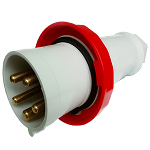 Plugue Industrial 63A 3P+N+T 380/440V Vermelho IP67 – Strahl