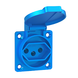 Tomada de Embutir 2P+T 20A 127-250V IP44 Azul – Elitek
