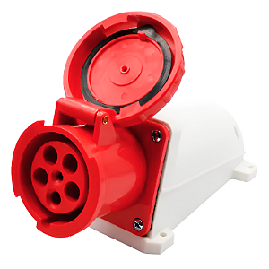 Tomada Industrial de Sobrepor 3P+N+T 63A 6H 380-440V IP67 Vermelho – Elitek