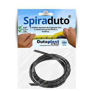Organizador de Cabos Espiral Spiraduto 1 metro 1/4" Preto - Dutoplast