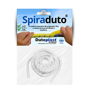 Organizador de Cabos Espiral Spiraduto 1 metro 1/2" Branco - Dutoplast