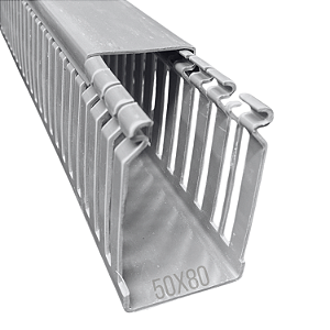 Canaleta Recorte Aberto PVC 50x80mm 2 Metros Cinza – Dutoplast