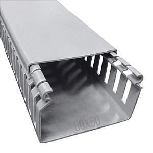 Canaleta Recorte Aberto PVC 80x50mm 2 Metros Cinza – Dutoplast