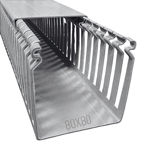 Canaleta Recorte Aberto PVC 80x80mm 2 Metros Cinza – Dutoplast