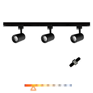 Kit Trilho Eletrificado com 3 Spots LED 10W 3000K Preto Bivolt – Ourolux