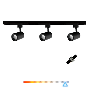 Kit Trilho Eletrificado com 3 Spots LED 10W 6500K Preto Bivolt – Ourolux