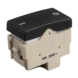 Módulo Interruptor Bipolar Simples 10A Ebony – Linha Clean – MarGirius