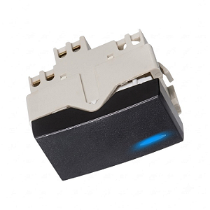 Módulo Interruptor Simples com LED Ebony – Linha Clean – MarGirius