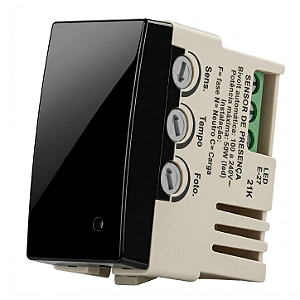 Módulo Sensor de Presença Micromodular Bivolt Preto Ebony – Linha Sleek – MarGirius