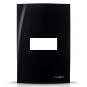 Placa 4x2 1 Posto Horizontal com Suporte Preto Ebony – Linha Sleek – MarGirius
