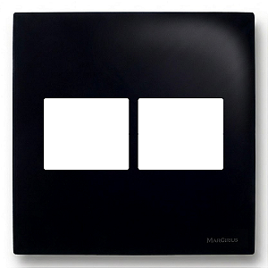 Placa 4x4 2+2 Postos Juntos com Suporte Preto Ebony – Linha Sleek – MarGirius