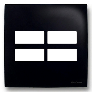 Placa 4x4 2+2 Postos Separados com Suporte Preto Ebony – Linha Sleek – MarGirius