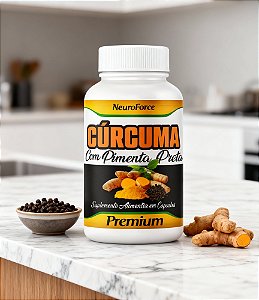 Cúrcuma com Pimenta Preta 01 Frasco com 90 Cápsulas de 500mg Premium