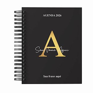 Agenda Inicial 2026 - Preto Ouro - Personalize