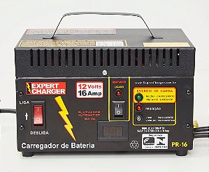 Carregador de Bateria 12 volts 16A - Automático Inteligente com Flutuador - PR16