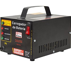 Carregador de Bateria 12 volts 6A - Automático Inteligente com Flutuador + plug para moto P6