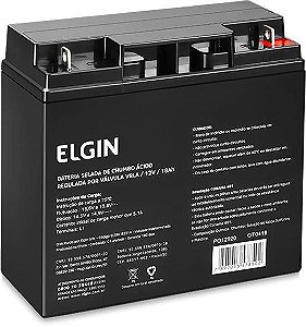 Bateria Selada Elgin EG 12V 18Ah VRLA AGM Recarregável