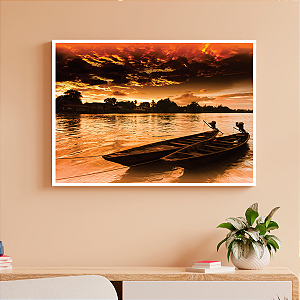 Quadro Decorativo Dois Barcos em uma Praia