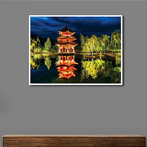 Quadro Decorativo Construção Japonesa no Lago