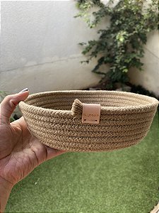 Cesto Oval em Corda Tamanho P Caramelo