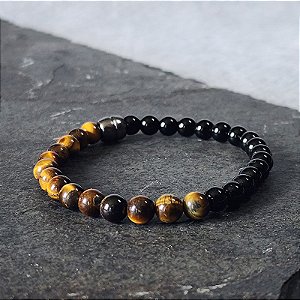 Pulseira Duo com Pedras Naturais Ônix e Olho de Tigre