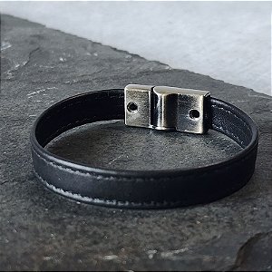 Pulseira Basic - Couro Preto Fecho Magnético