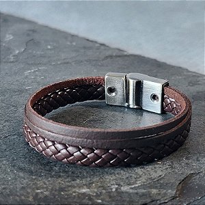 Pulseira Porto Masculina Marrom em Couro