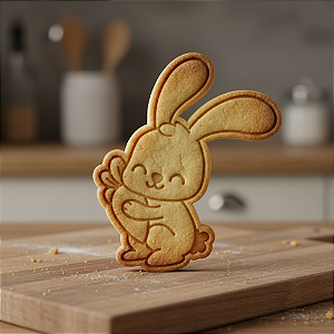 Cortador e Marcador para Biscoitos, Pasta Americana e outros - Páscoa | Coelho com Cenoura | Tamanho 8,5cm