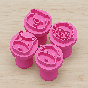 Kit 4 Carimbos para Doces e Brigadeiro | Kit Fazendinha | Cavalo, Porco, Vaca e Ovelha