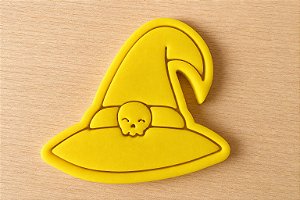 Cortador e Marcador para Biscoito, Pasta Americana, Bolacha, Massa | Halloween | Chapéu Bruxa MODELO 2