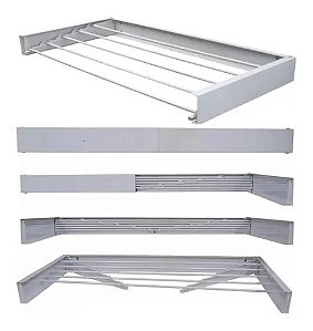Varal Mágico 120 Cm 7 Varetas Apartamento Kitnets Aluminio