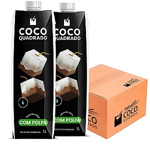 Água de Coco - Coco Quadrado 1 Litro Polpa (Caixa com 12 unidades)