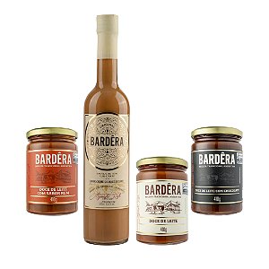 Kit 2: Dia das Mães ( 1 garrafa de Licor de Doce de Leite Bardêra 500ml + 1 Pote de Doce de Leite tradicional 410gr  + 1 Pote de Doce de Leite sabor Rum 410gr + 1 Pote de Doce de Leite com Chocolate 410gr)