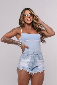 Short Jeans Destroyed cintura alta com forro Casual Lavagem Clara Barra Desfiada | sem elastano moda verão