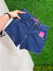 Short Jeans Feminino Cintura Alta Lavagem Escura - Sem Elastano Moda Blogueira