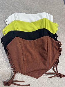 Corset Scuba Formato Coração com Detalhes de Amarração