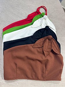 Cropped Scuba com Detalhe de Folha Sobreposta