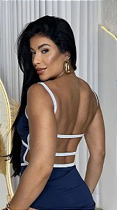 Body Feminino Poliamida com Suplex Bicolor Blogueira Costa Nua Tamanho Único (36 ao 44)