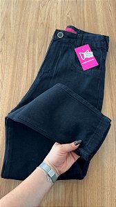 Calça Jeans MOM Cintura Alta Básica Preta Lisa | Sem Elastano