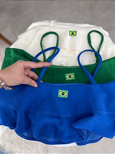 Cropped Scuba Feminino Babadinho Brasil | Coleção Copa Do Mundo - Tamanho Único