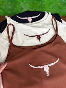 Cropped Feminino Poliamida Estilo Country Touro