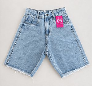 Bermuda Jorts Jeans Feminina Cintura Alta 100% Algodão Sem Elastano Modablogueira